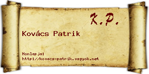 Kovács Patrik névjegykártya